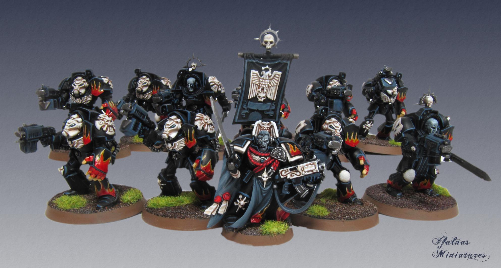 Black, Flames, Legion Of The Damned, Terminator Armor, Warhammer 40,000, Warhammer Fantasy